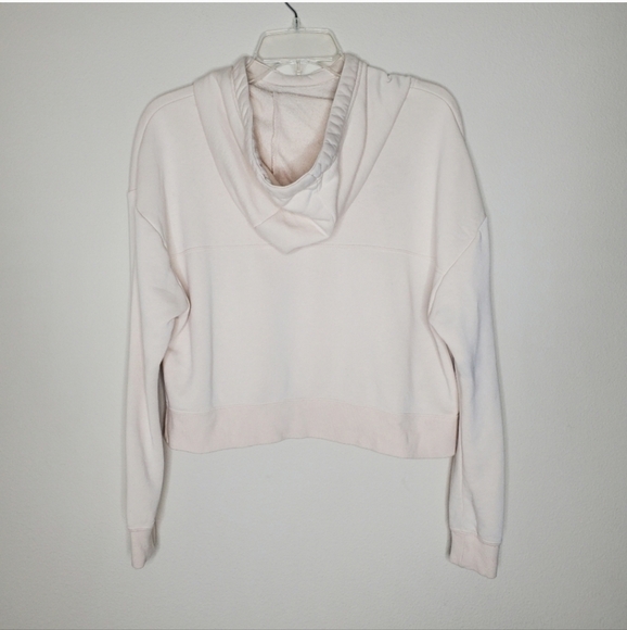 Nike Rally Pink Metallic Swoosh Graphic Logo Crop Pullover Hooded Sweatshirt - Picture 6 of 9